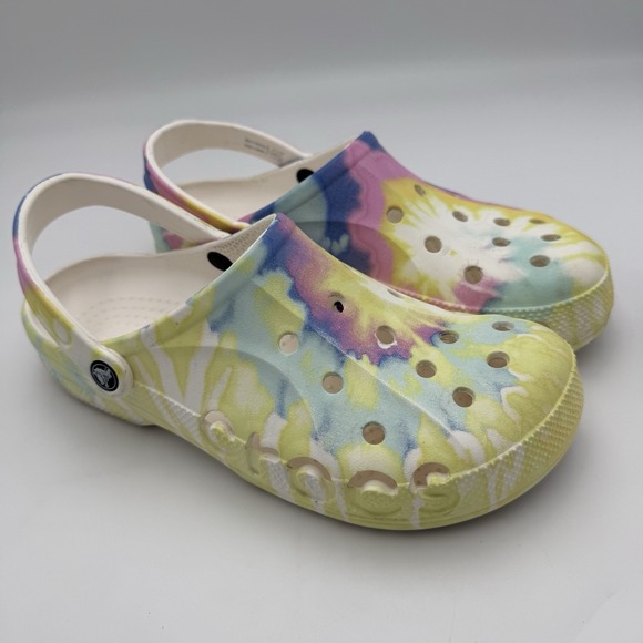 Crocs Classic Clog Tie Die Multi Blue Yellow White Men's Size 11 Women's 13 - Picture 2 of 11